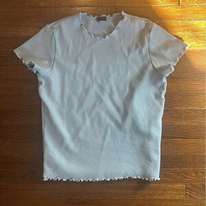 Brandy Melville Short Sleeve Crop Top w Butterfly Hem, OS, Light Pastel Blue
